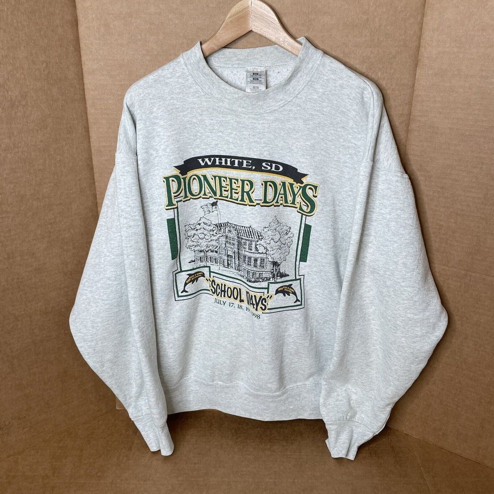 Vintage White SD Pioneer Days Crewneck Sweatshirt, XL, Gray, Fruit Of The Loom